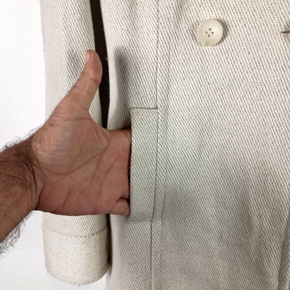 Mac & Jac Wool Blend Overcoat Womens 2 Double Breasted Ivory Lined Winter - Picture 2 of 10